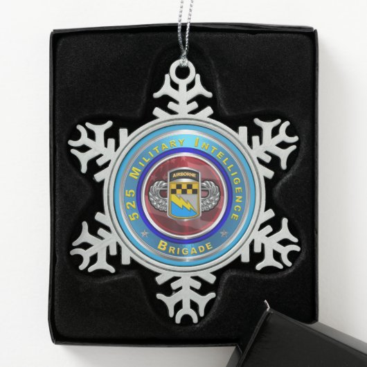 525e brigade van de militaire inlichtingendienst tin sneeuwvlok ornament (Kistje)