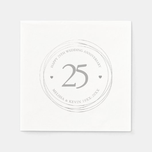 525e bruiloft Jubileum Zilveren Cirkel Lijst Servet (Voorkant)