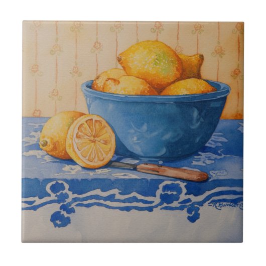 5280 Lemons in Blue Bowl Tegeltje (Voorkant)