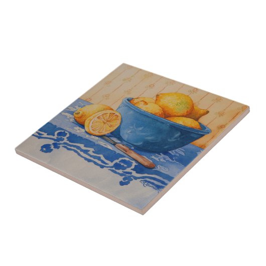 5280 Lemons in Blue Bowl Tegeltje (Zijkant)