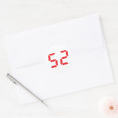 52 52 rood alarmklok digitaal getal ronde sticker (Envelop)