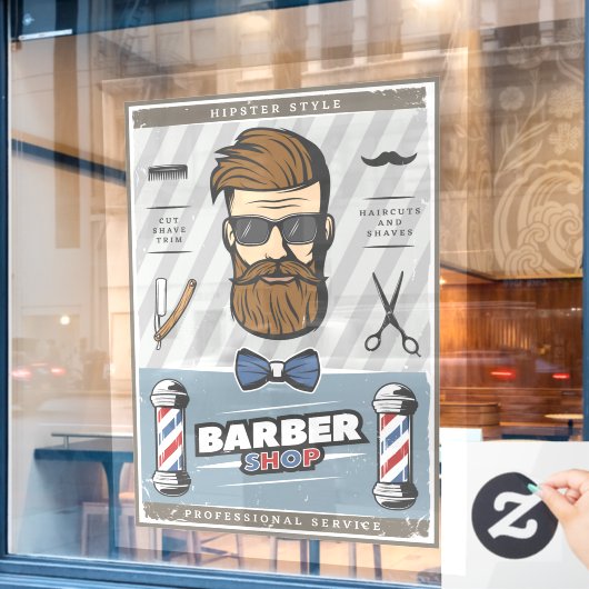 52-inch x 72-inch kappersetalage raamsticker (Cafe Raam)