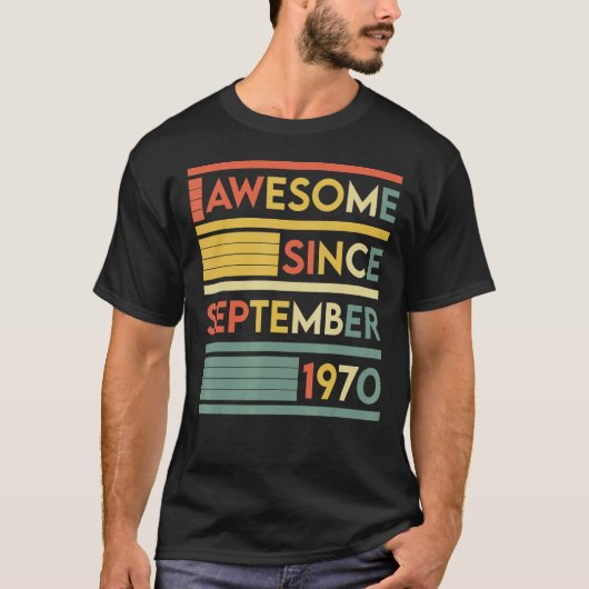 52 jaar 52e Geweldige sinds september T-shirt (Voorkant)