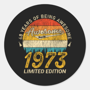 52 jaar oud 1973 Retro Geweldige 52e verjaardag ca Ronde Sticker