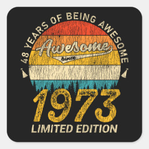 52 jaar oud 1973 Retro Geweldige 52e verjaardag ca Vierkante Sticker