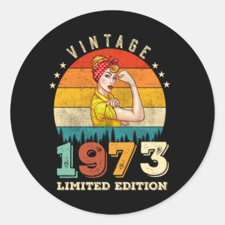 52 jaar oude Bday 1973 52e Verjaardag Vrouwen Ronde Sticker