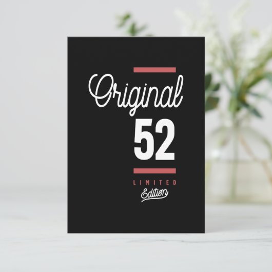 52 jaar oude bruistocht RSVP kaartje (Staand voorkant)