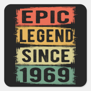 52 jaar oude dag 1969 epic Legend 53rd Birthday Vierkante Sticker