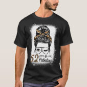 52 jaar oude Fabulous Messy Bun Leopard 52th Birth T-shirt (Voorkant)