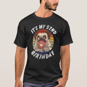 52 Jaar Oude Pug en Donut Vintage Vervallen 52ste T-shirt
