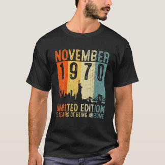 52 november 1970 52e verjaardag cadeau aan 52 jaar t-shirt