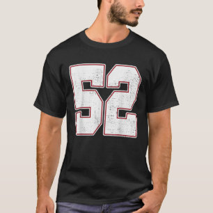 52 Outline Number 52 Fan Varsity Sports Team Blauw T-shirt