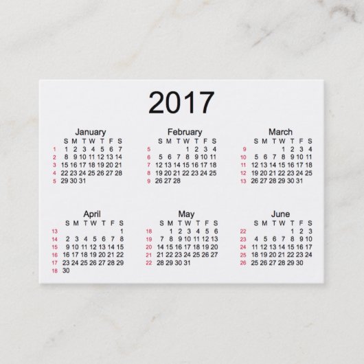 52 Week 2017 White Calendar door Janz Visitekaartj Visitekaartje (Voorkant)