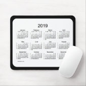 52 weken 2019 Calendar Black and White Mousepad Muismat (Met muis)