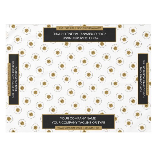 52"X70" Tafelkleed voor beurs Logo Goud Wit (Voorkant (Horizontaal))