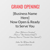 52" x 72" Grand Opening Raamsticker  (Vel)