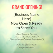 52" x 72" Grand Opening Window Cling  Raamsticker (Vel 3)