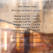 52" x 72" Open Business Hours Raamsticker (Vel 2)