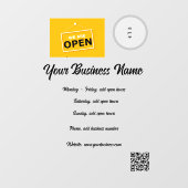 52" x 72" Open Kantooruren Ramensticker Raamsticker (Vel)