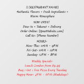 52" x 72" Raamfolie voor restaurants Raamsticker (Vel)