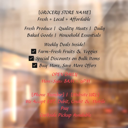 52" x 72" Raamfolie voor supermarkten Raamsticker (Vel 2)