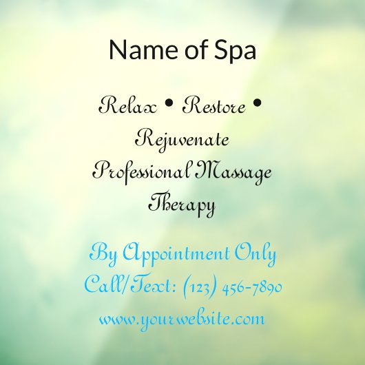 52" x 72" Spa Window Cling  Raamsticker (Vel 3)