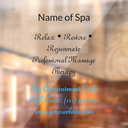 52" x 72" Spa Window Cling  Raamsticker (Vel 2)