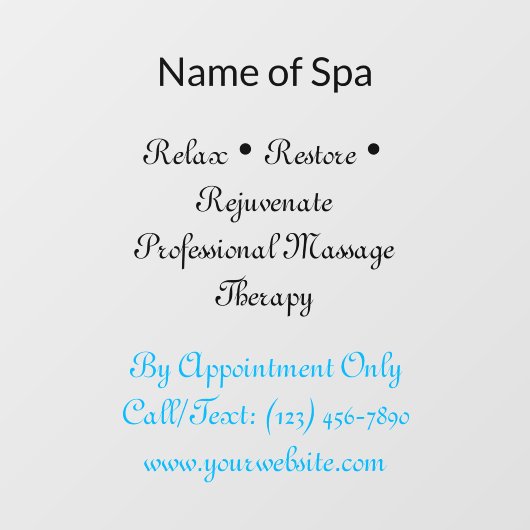 52" x 72" Spa Window Cling  Raamsticker (Vel)