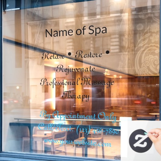 52" x 72" Spa Window Cling  Raamsticker (Cafe Raam)