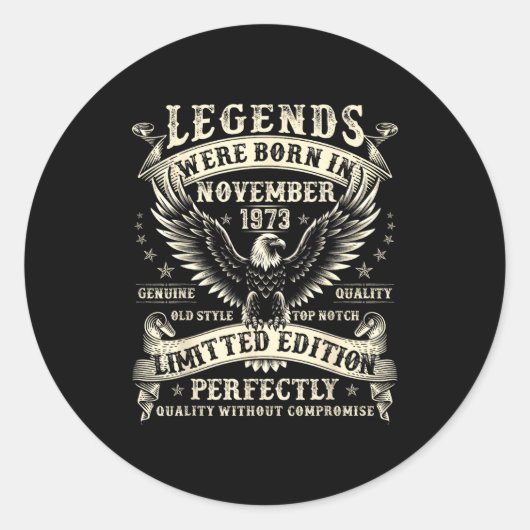 52 Year Old Bday For Men 52nd Birthday November 19 Ronde Sticker (Voorkant)