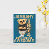 52 Year Old January 1974 Teddy Bear 52nd Birthday  Kaart (Gele Bloem)