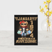 52 Year Old January 1974 Teddy Bear 52nd Birthday  Kaart (Gele Bloem)