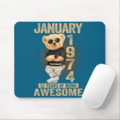 52 Year Old January 1974 Teddy Bear 52nd Birthday  Muismat (Met muis)