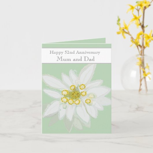52e bruiloft Jubileum Edelweiss Kaart (Gele Bloem)