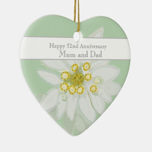 52e bruiloft Jubileum Edelweiss Keramisch Ornament (Rechts)