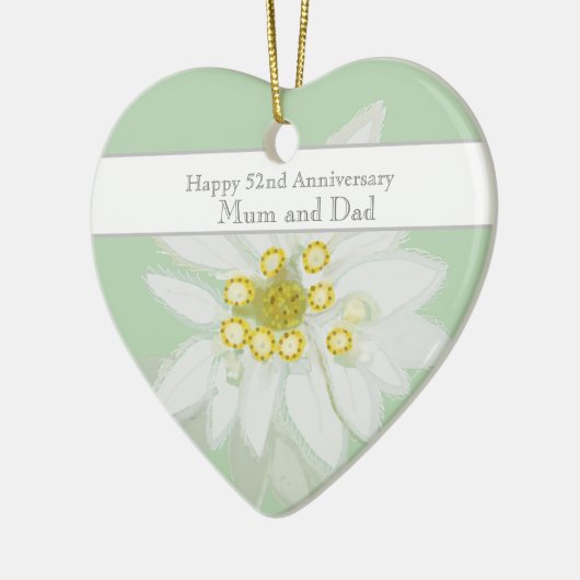 52e bruiloft Jubileum Edelweiss Keramisch Ornament (Links)