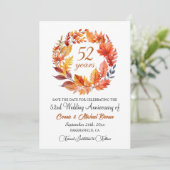 52e bruiloft Jubileum Elegante Herfst Bloemen Save The Date (Staand voorkant)