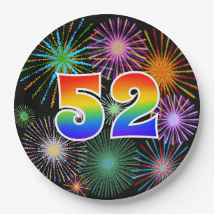 52e evenement - Fun, kleurrijk, vet, regenboog 52 Papieren Bordje