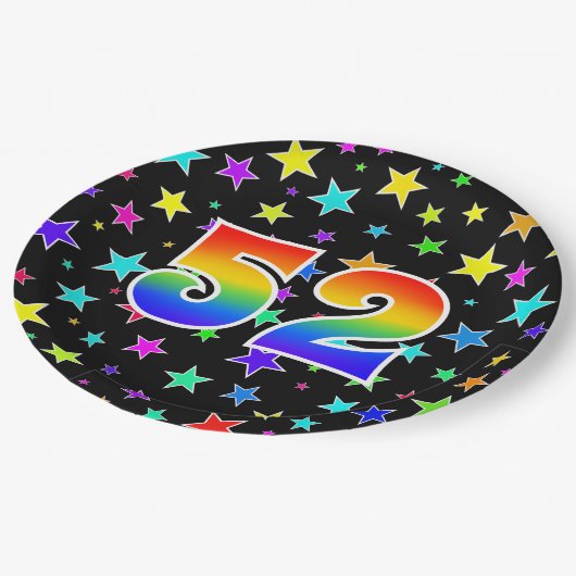 52e Evenement: Vet, Leuk, Kleurrijke Regenboog 52 Papieren Bordje (Gekanteld)