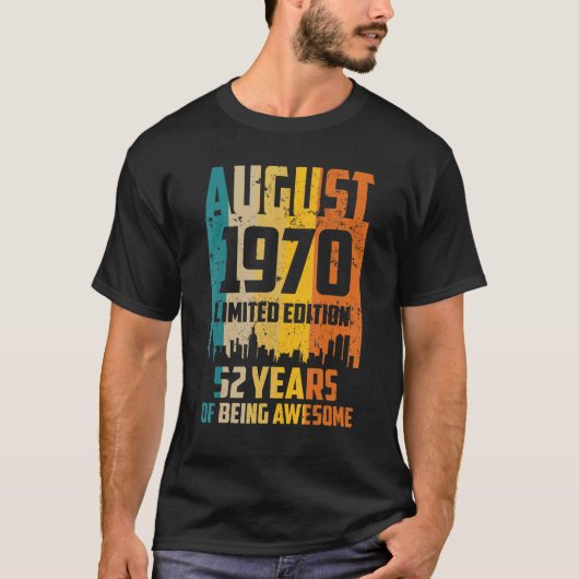 52e verjaardag 52 jaar Geweldige sinds augustus 19 T-shirt (Voorkant)