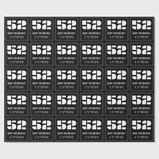 52e verjaardag: Art Deco geïnspireerd look "52" &  Cadeaupapier (Vlak)