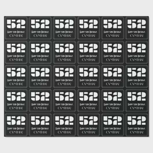 52e verjaardag: Art Deco geïnspireerd look "52" &  Cadeaupapier (Zoom)