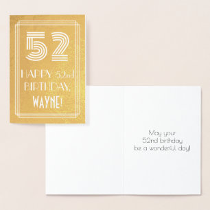 52e verjaardag - Art Deco geïnspireerd look "52" + Folie Kaarten