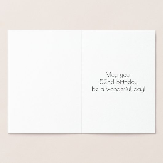 52e verjaardag - Art Deco geïnspireerd look "52" + Folie Kaarten (Binnen)