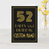 52e verjaardag: Art Deco geïnspireerd look "52" & Kaart (Gele Bloem)