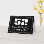 52e verjaardag: Art Deco geïnspireerd look "52" &  Kaart (Gele Bloem)