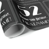 52e verjaardag - Art Deco geïnspireerde look "52", Cadeaupapier (Rol Hoek)