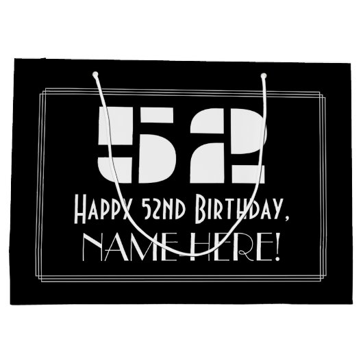 52e verjaardag ~ Art Deco Geïnspireerde look "52"  Groot Cadeauzakje (Achterkant)