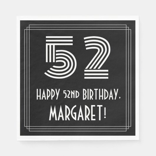 52e verjaardag: Art Deco Geïnspireerde look "52" + Servet (Voorkant)