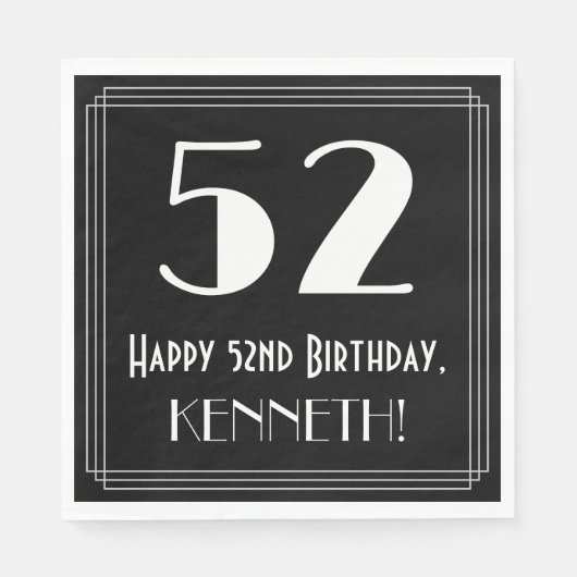 52e verjaardag ~ Art Deco Geïnspireerde look "52", Servet (Voorkant)